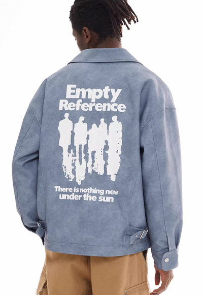 EMPTY REFERENCE Reflection Letter Print PU Leather Jacket | Face 3 Face