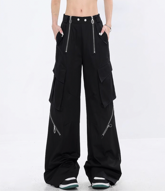 F3F Select Multi Zipper Patchwork Work Cargo Pants | Face 3 Face