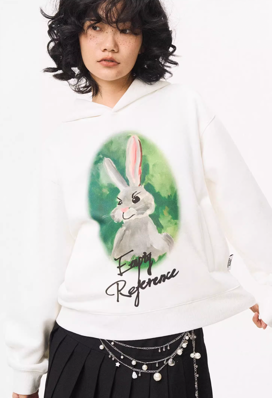 EMPTY REFERENCE Watercolor Rabbit Print Hoodie | Face 3 Face