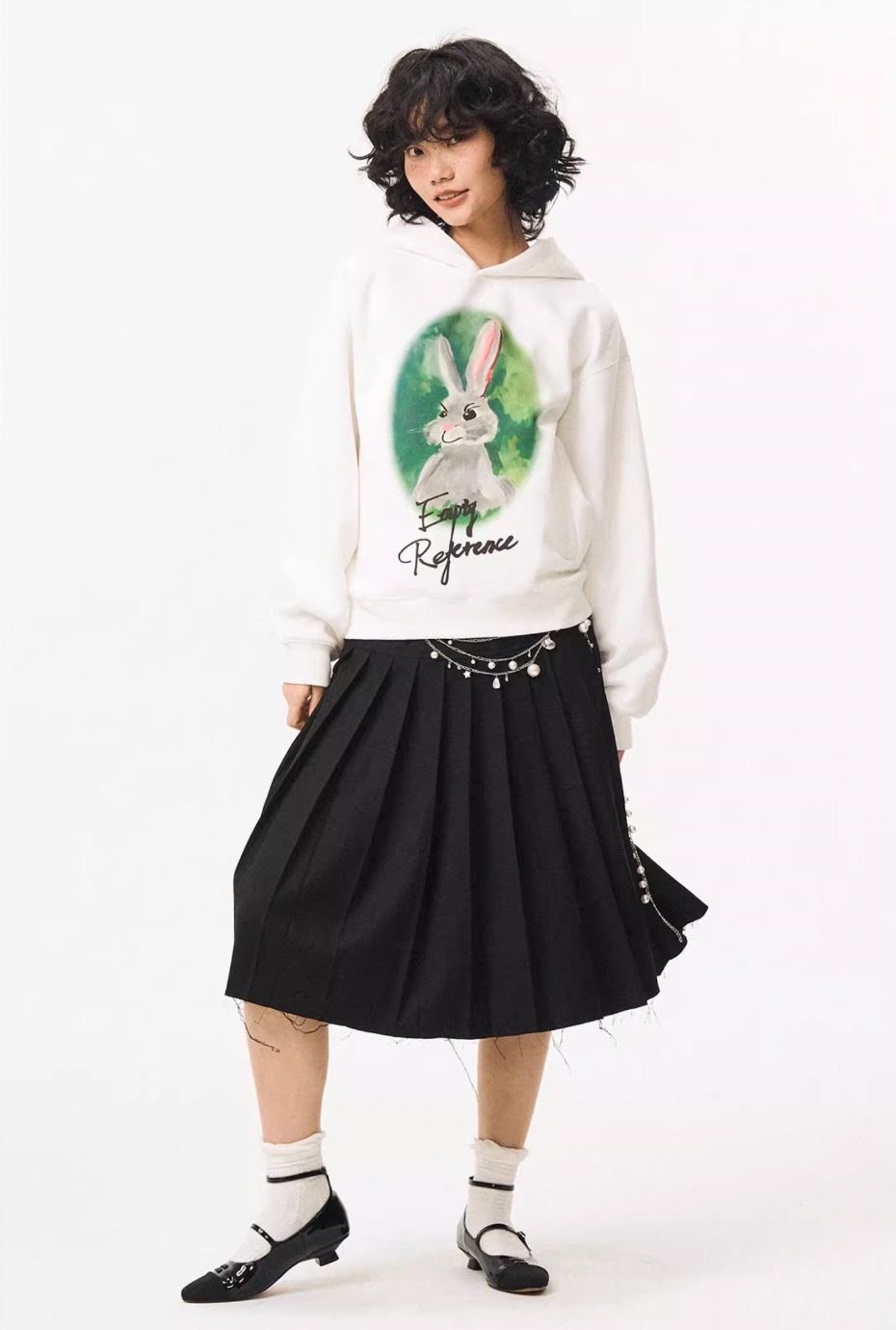 EMPTY REFERENCE Watercolor Rabbit Print Hoodie | Face 3 Face