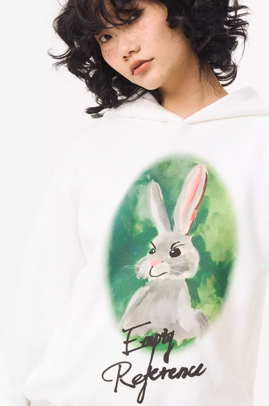 EMPTY REFERENCE Watercolor Rabbit Print Hoodie | Face 3 Face