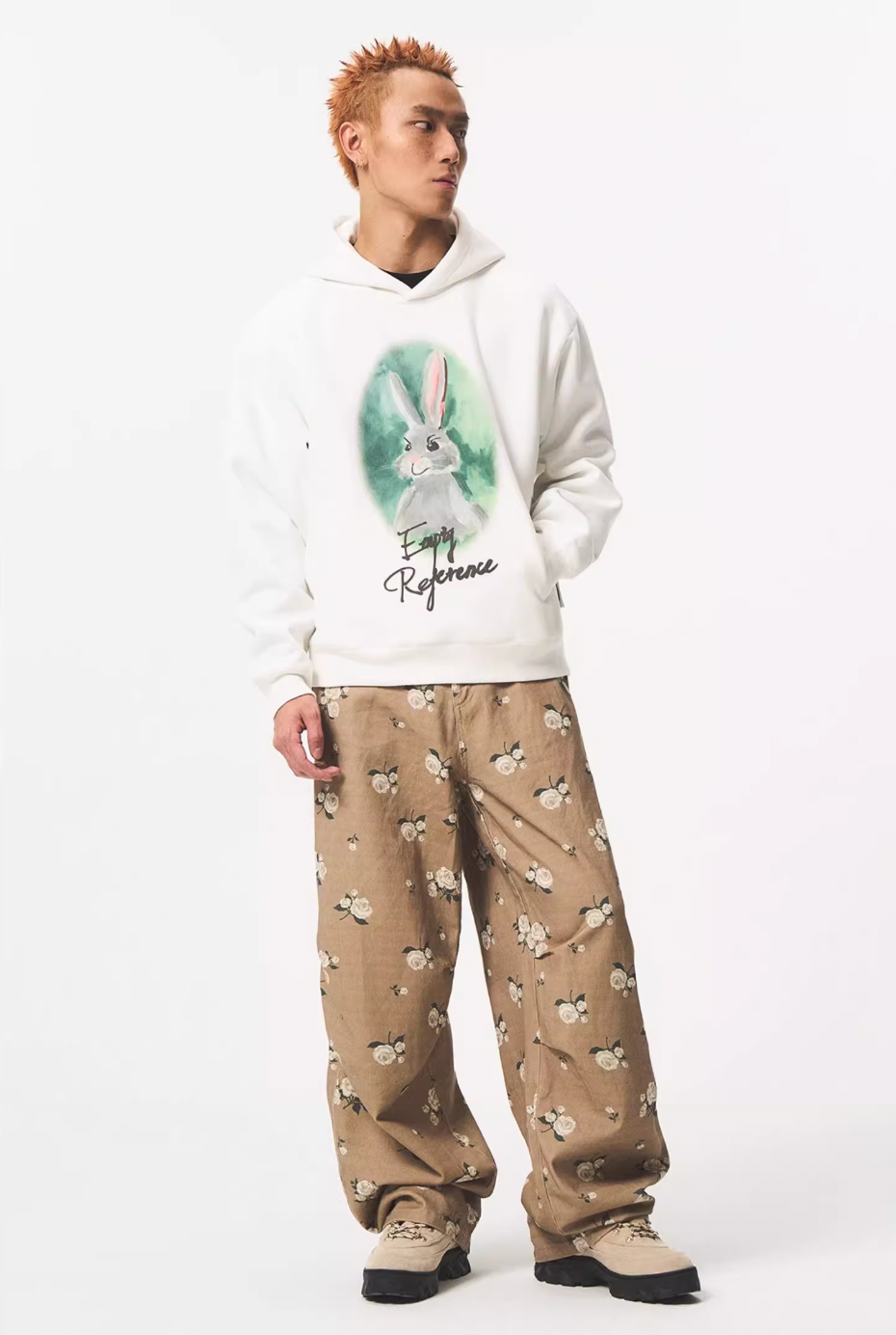 EMPTY REFERENCE Watercolor Rabbit Print Hoodie | Face 3 Face