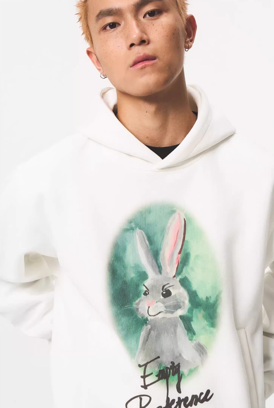 EMPTY REFERENCE Watercolor Rabbit Print Hoodie | Face 3 Face