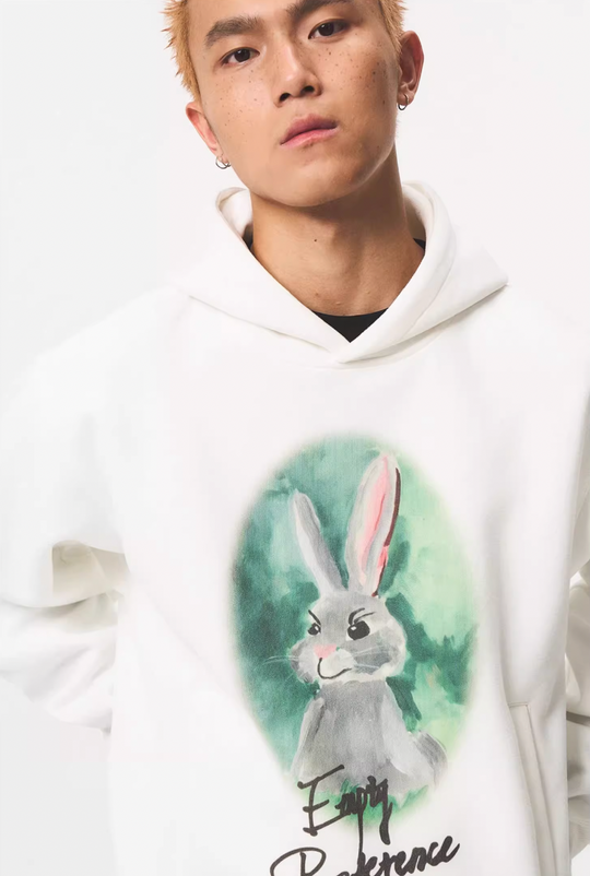 EMPTY REFERENCE Watercolor Rabbit Print Hoodie | Face 3 Face