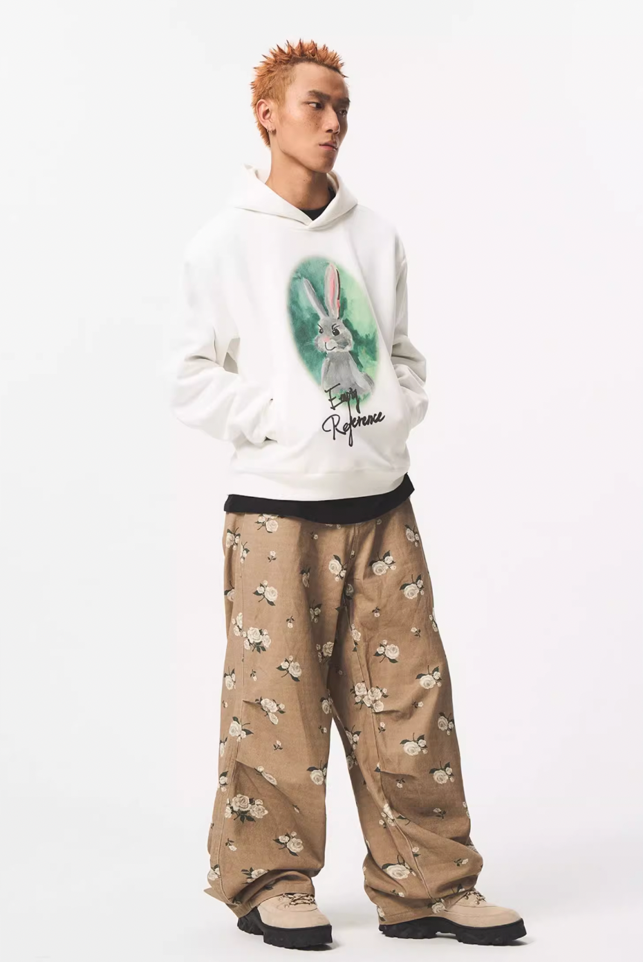 EMPTY REFERENCE Watercolor Rabbit Print Hoodie | Face 3 Face