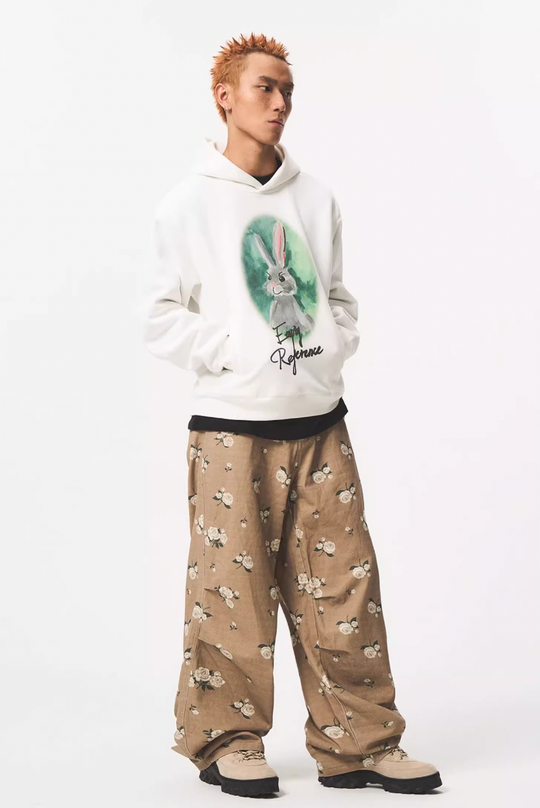 EMPTY REFERENCE Watercolor Rabbit Print Hoodie | Face 3 Face