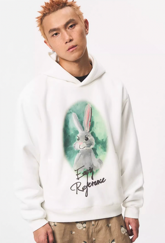 EMPTY REFERENCE Watercolor Rabbit Print Hoodie | Face 3 Face