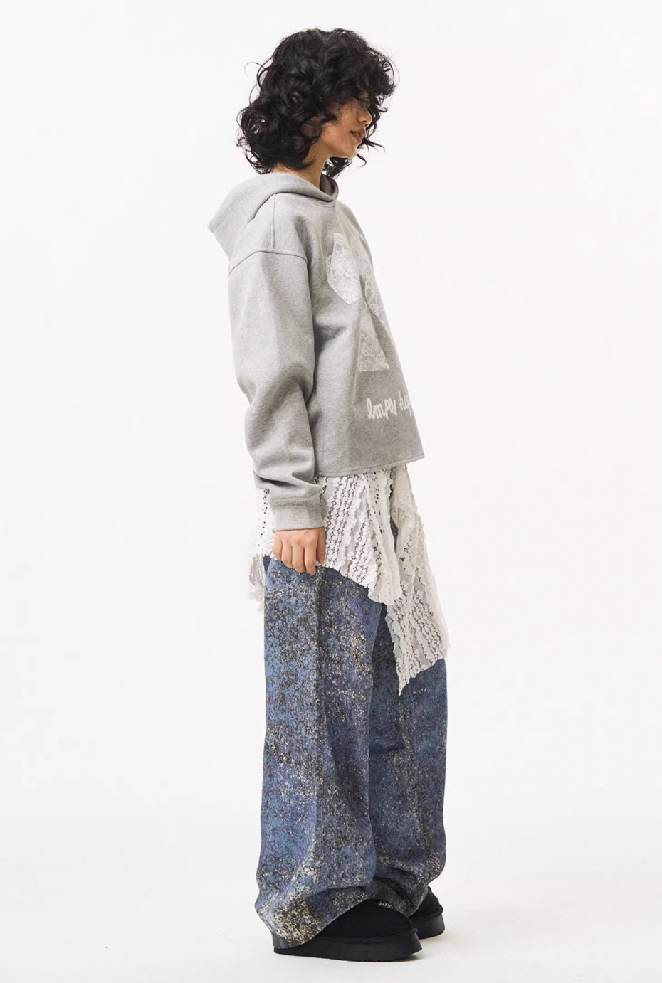 EMPTY REFERENCE Lace Bow Printed Hoodie | Face 3 Face