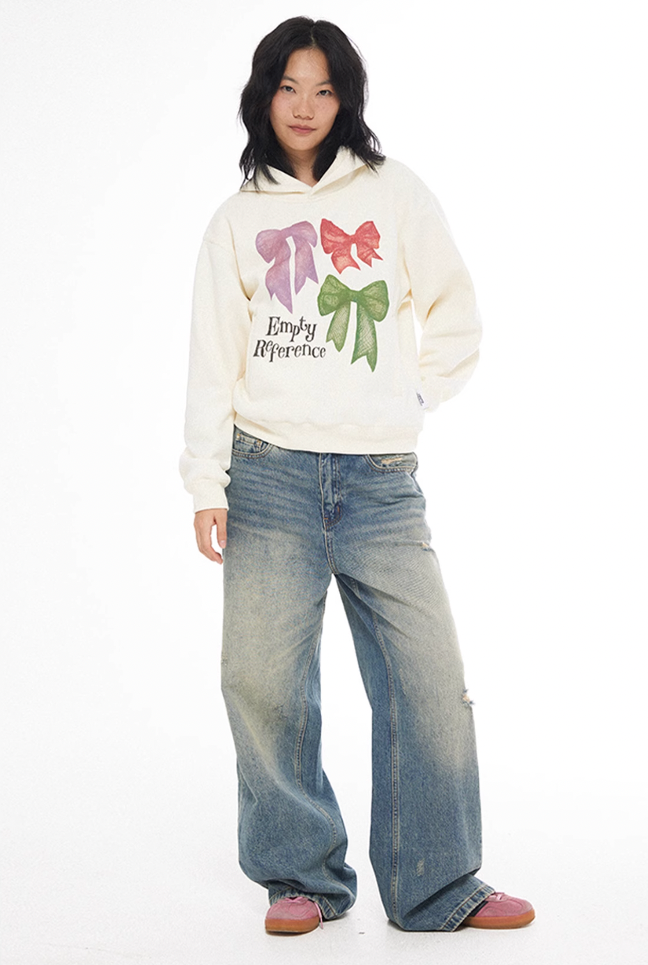 EMPTY REFERENCE Lace Bow Hand Painted Hoodie | Face 3 Face