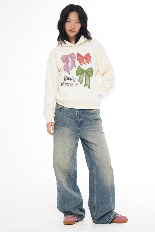 EMPTY REFERENCE Lace Bow Hand Painted Hoodie | Face 3 Face