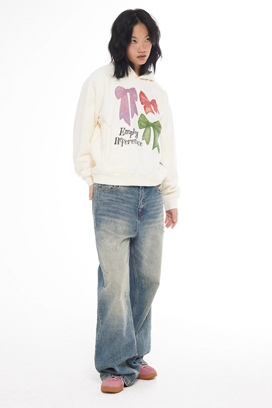 EMPTY REFERENCE Lace Bow Hand Painted Hoodie | Face 3 Face