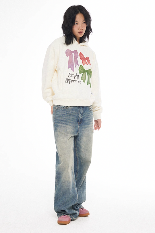 EMPTY REFERENCE Lace Bow Hand Painted Hoodie | Face 3 Face