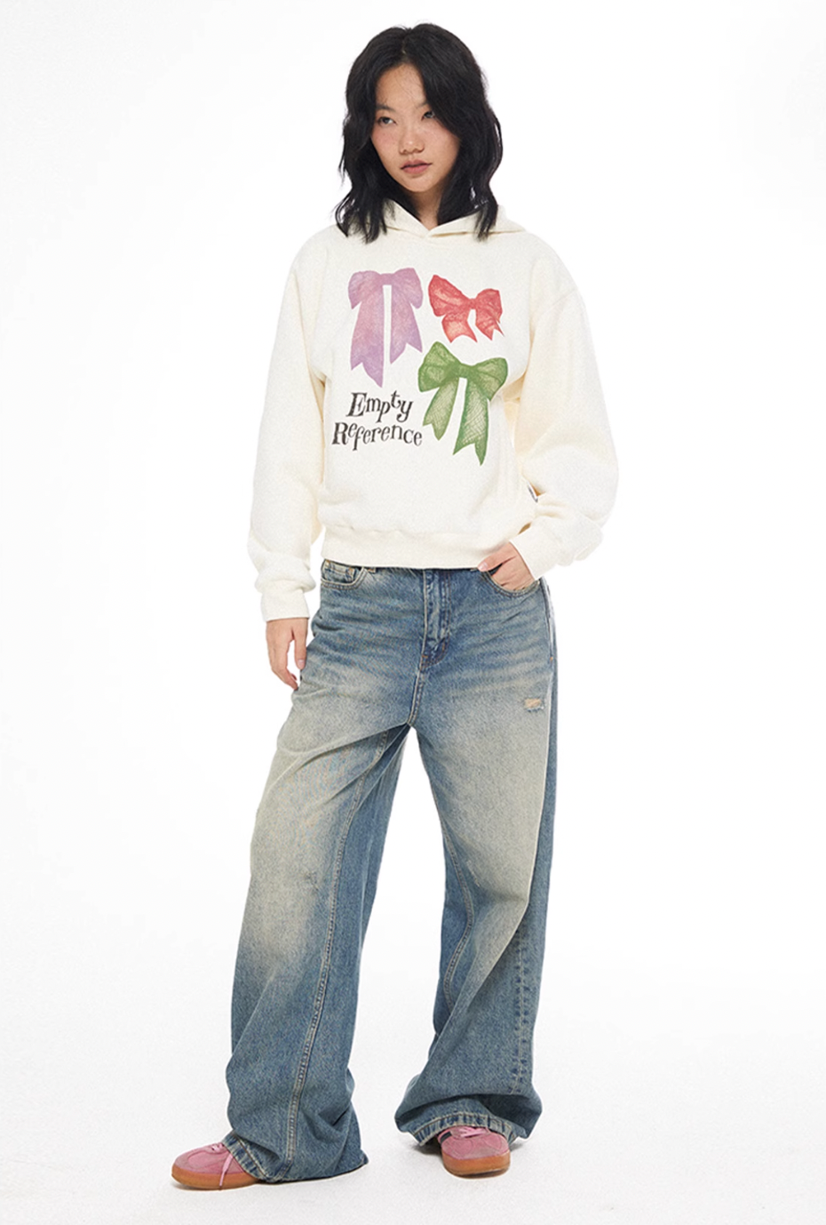 EMPTY REFERENCE Lace Bow Hand Painted Hoodie | Face 3 Face