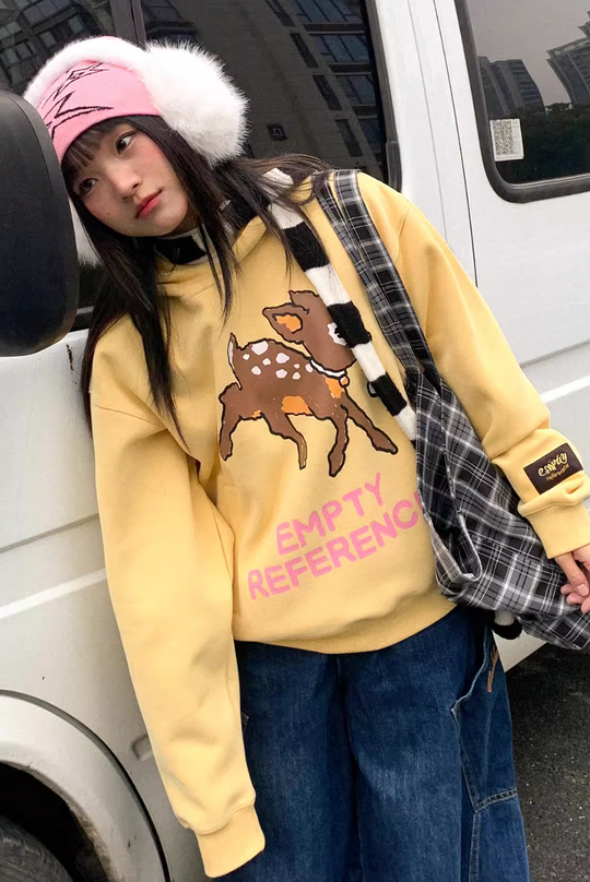 EMPTY REFERENCE Speckled Fawn Letter Print Hoodie | Face 3 Face