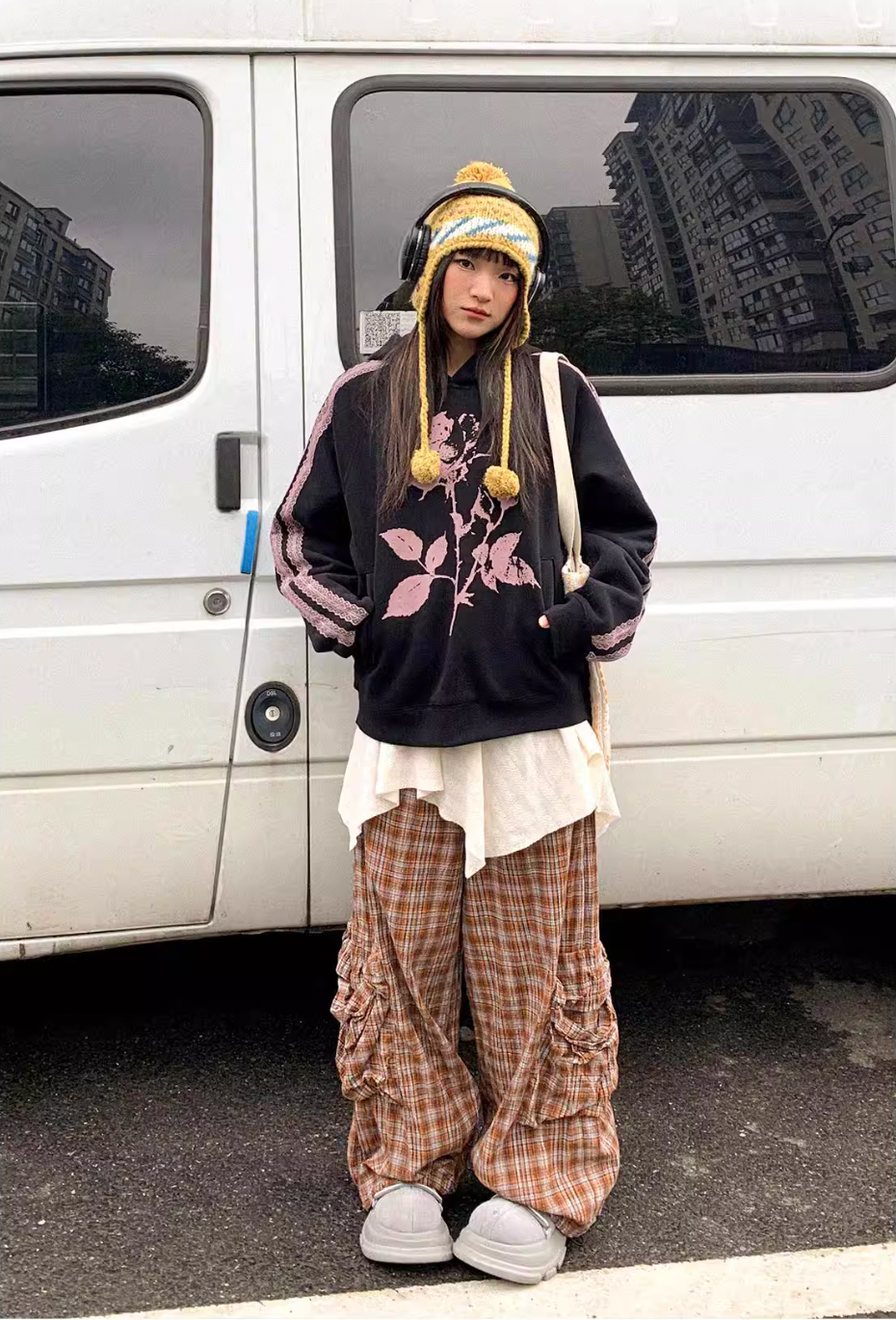 EMPTY REFERENCE Rose Printed Lace Hoodie | Face 3 Face