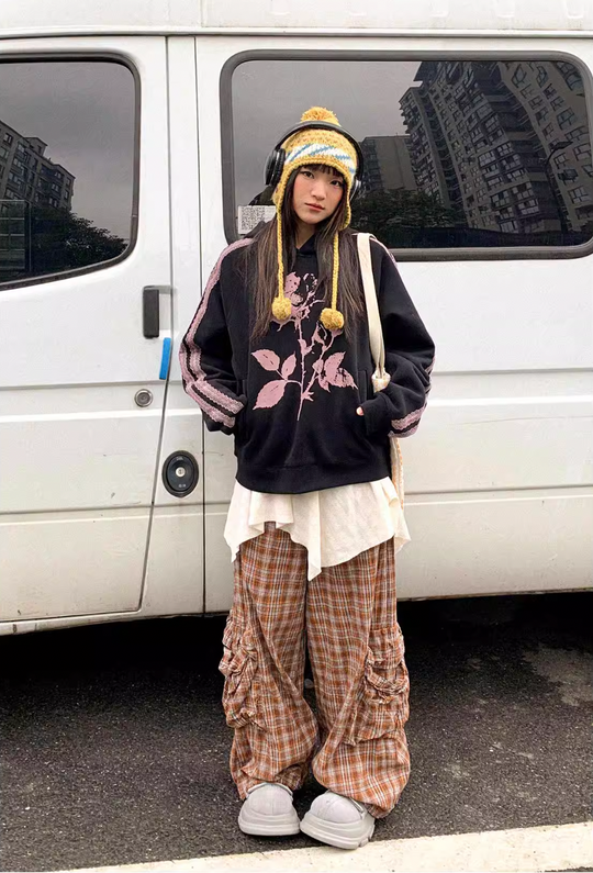 EMPTY REFERENCE Rose Printed Lace Hoodie | Face 3 Face