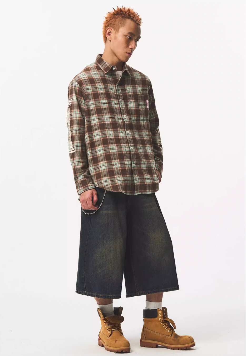 EMPTY REFERENCE Roman Column Print Plaid Long Sleeve Shirt | Face 3 Face