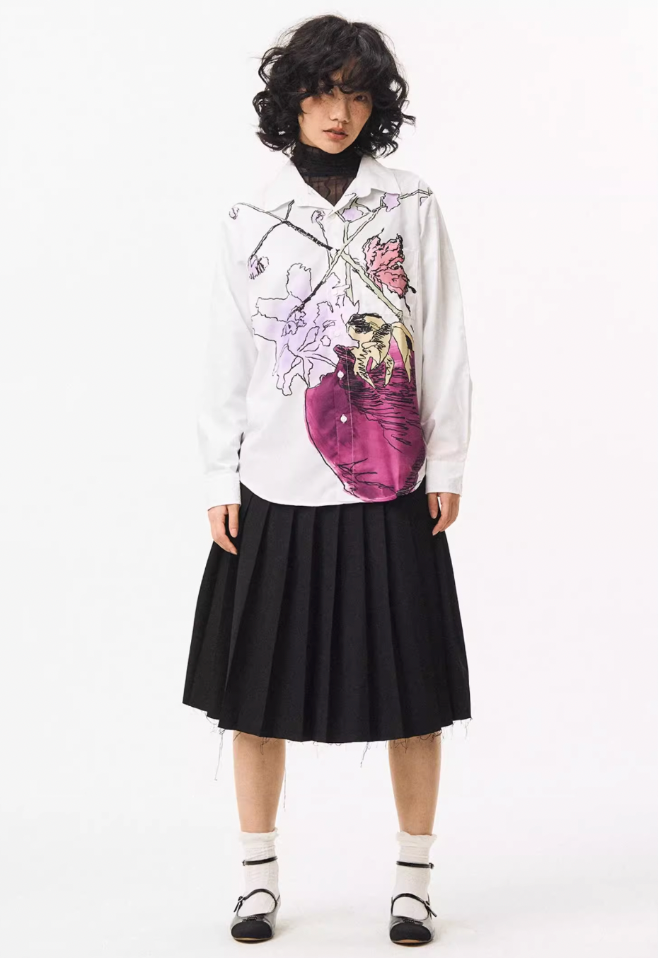 EMPTY REFERENCE Hand Painted Watercolor Vase Long Sleeve Shirt | Face 3 Face