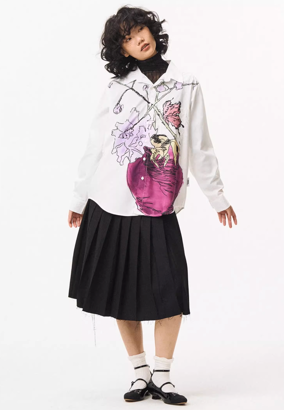 EMPTY REFERENCE Hand Painted Watercolor Vase Long Sleeve Shirt | Face 3 Face