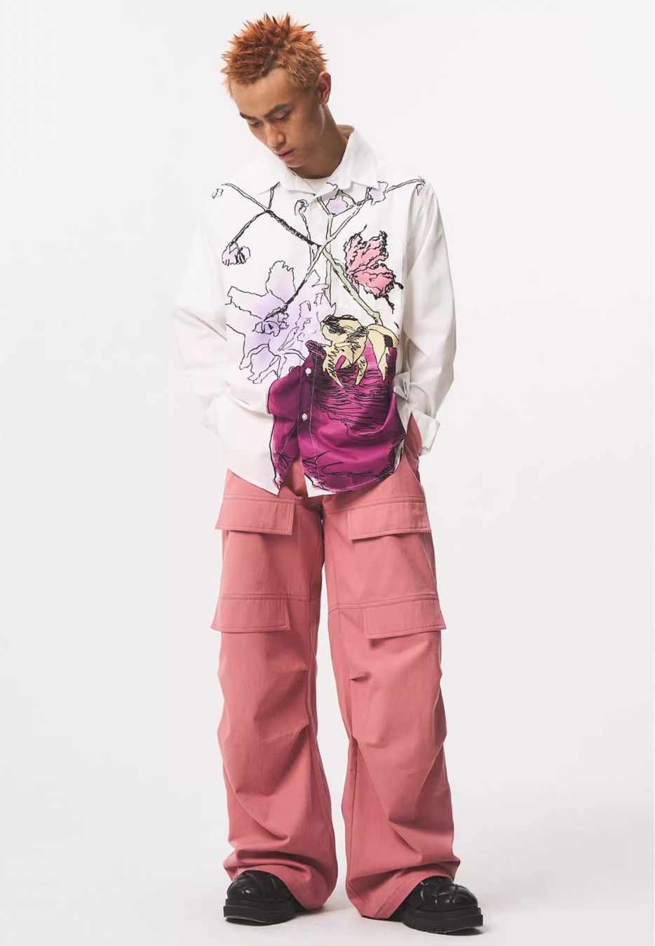 EMPTY REFERENCE Hand Painted Watercolor Vase Long Sleeve Shirt | Face 3 Face