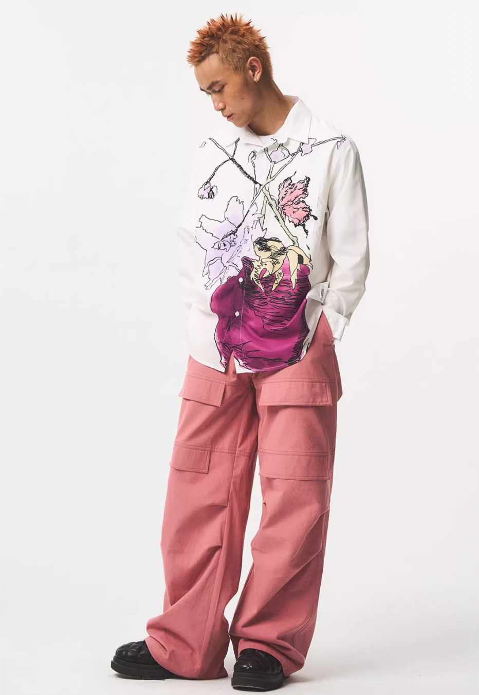 EMPTY REFERENCE Hand Painted Watercolor Vase Long Sleeve Shirt | Face 3 Face