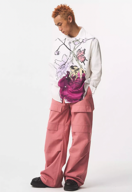 EMPTY REFERENCE Hand Painted Watercolor Vase Long Sleeve Shirt | Face 3 Face