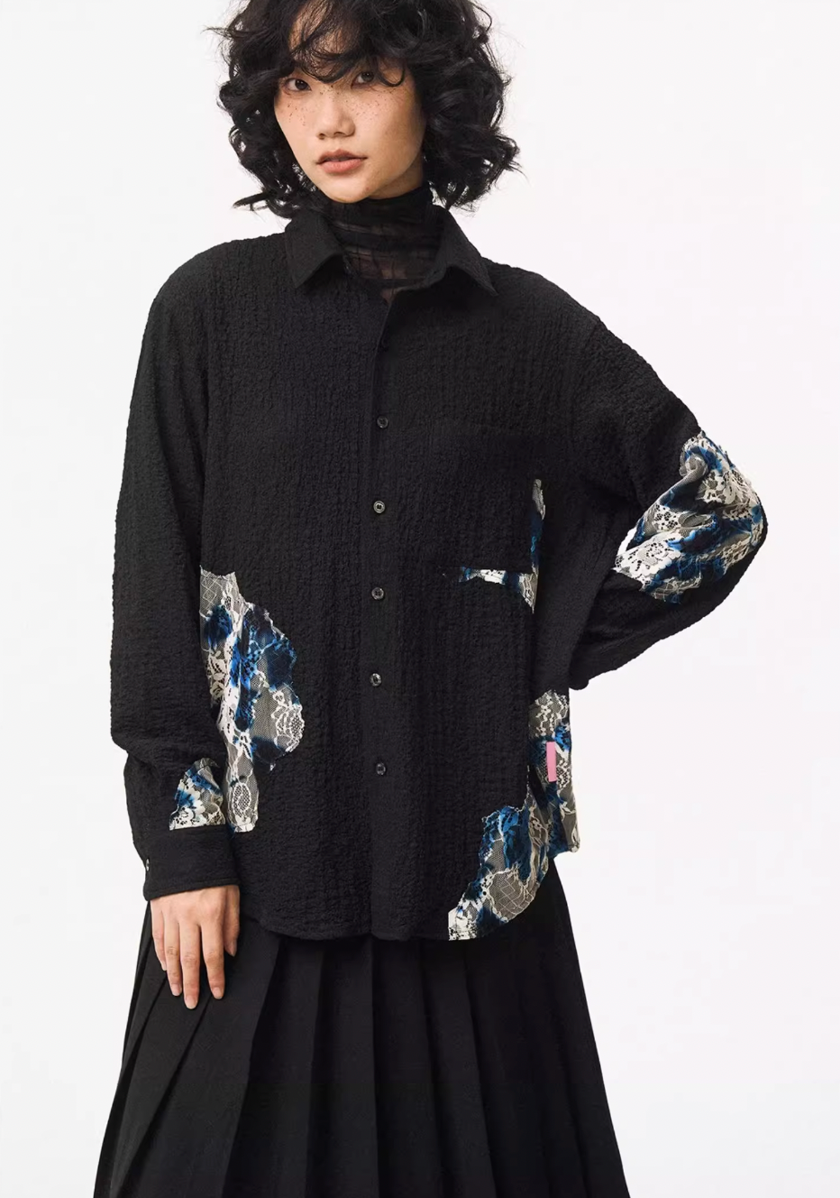 EMPTY REFERENCE Burnt Flower Lace Long Sleeve Shirt | Face 3 Face