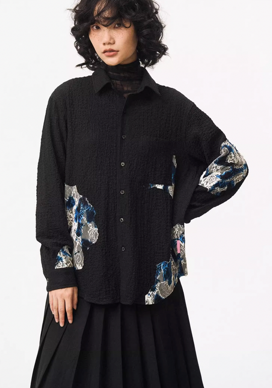 EMPTY REFERENCE Burnt Flower Lace Long Sleeve Shirt | Face 3 Face