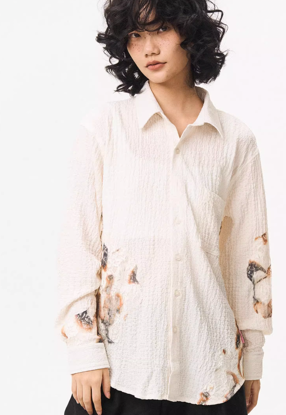 EMPTY REFERENCE Burnt Flower Lace Long Sleeve Shirt | Face 3 Face