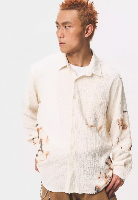 EMPTY REFERENCE Burnt Flower Lace Long Sleeve Shirt | Face 3 Face