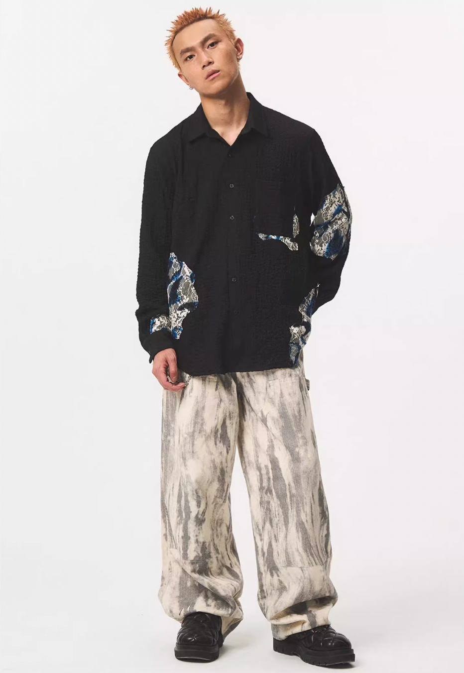 EMPTY REFERENCE Burnt Flower Lace Long Sleeve Shirt | Face 3 Face