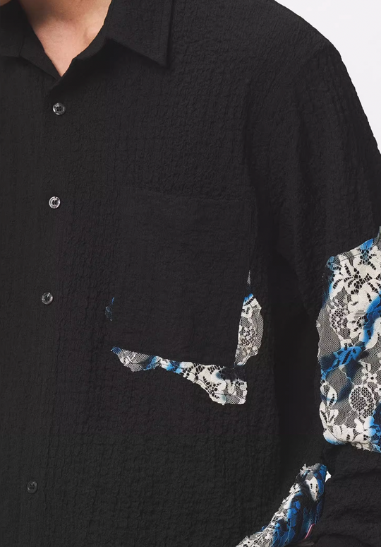 EMPTY REFERENCE Burnt Flower Lace Long Sleeve Shirt | Face 3 Face