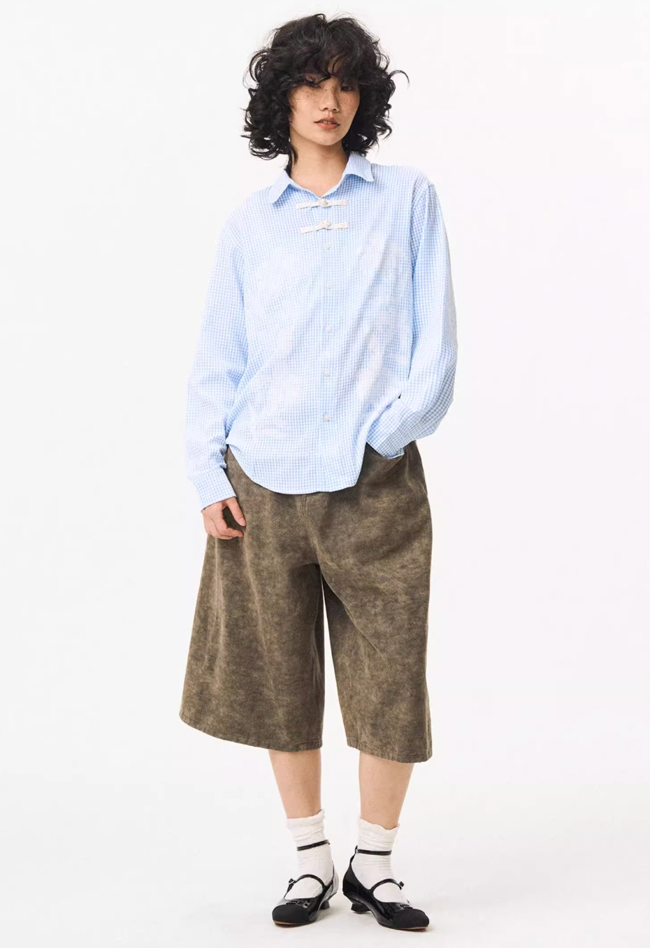 EMPTY REFERENCE Printed Blue Plaid Long Sleeve Shirt | Face 3 Face