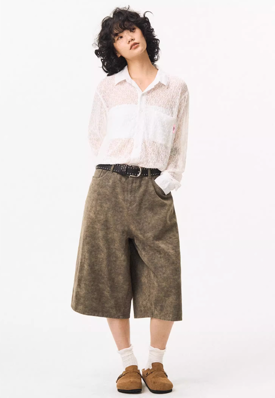 EMPTY REFERENCE Lace Patchwork Long Sleeve Shirt | Face 3 Face