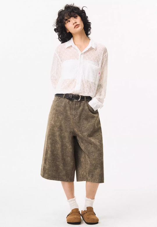 EMPTY REFERENCE Lace Patchwork Long Sleeve Shirt | Face 3 Face