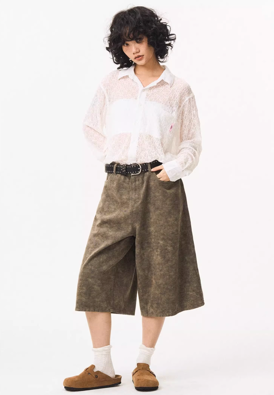 EMPTY REFERENCE Lace Patchwork Long Sleeve Shirt | Face 3 Face