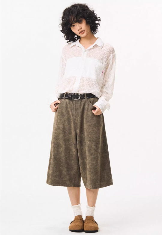 EMPTY REFERENCE Lace Patchwork Long Sleeve Shirt | Face 3 Face