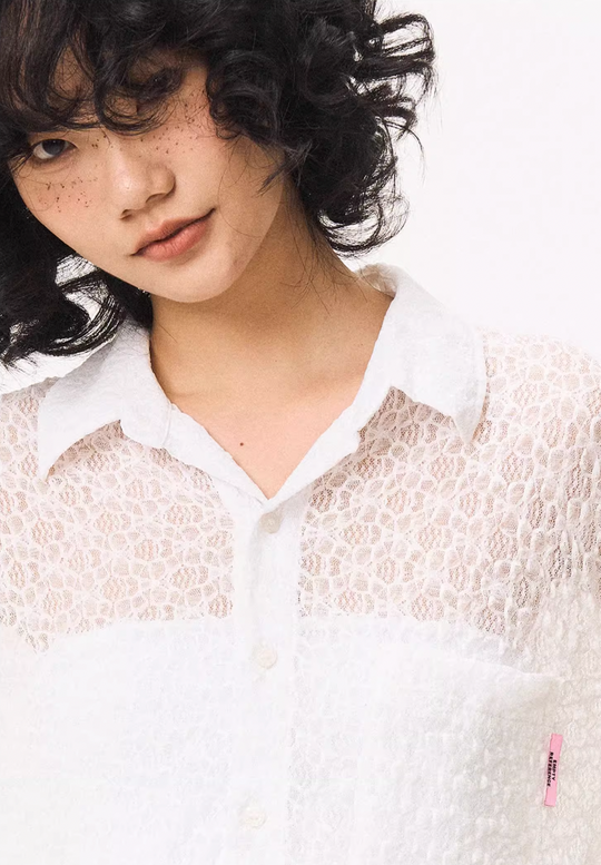 EMPTY REFERENCE Lace Patchwork Long Sleeve Shirt | Face 3 Face