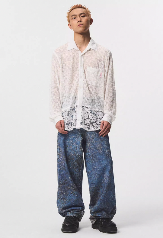 EMPTY REFERENCE Lace Patchwork Long Sleeve Shirt | Face 3 Face