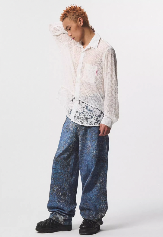 EMPTY REFERENCE Lace Patchwork Long Sleeve Shirt | Face 3 Face