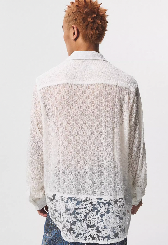 EMPTY REFERENCE Lace Patchwork Long Sleeve Shirt | Face 3 Face