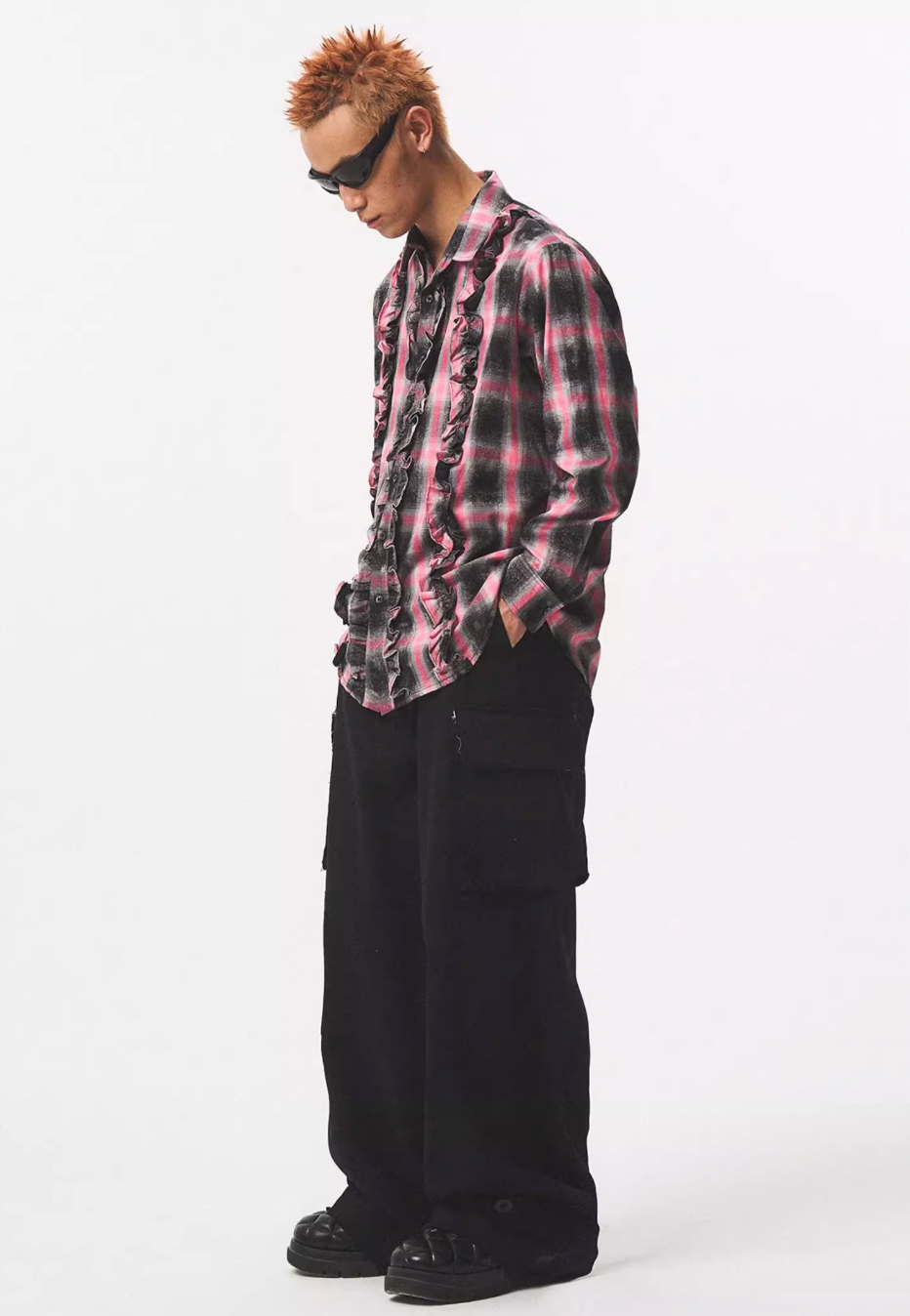 EMPTY REFERENCE Lace Plaid Pink Long Sleeve Shirt | Face 3 Face