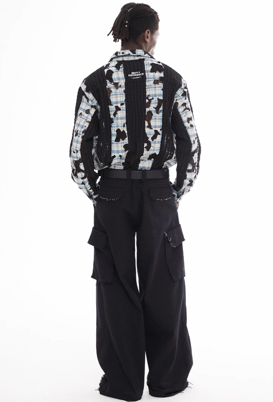 EMPTY REFERENCE Plaid Lace Patchwork Long Sleeve Shirt | Face 3 Face