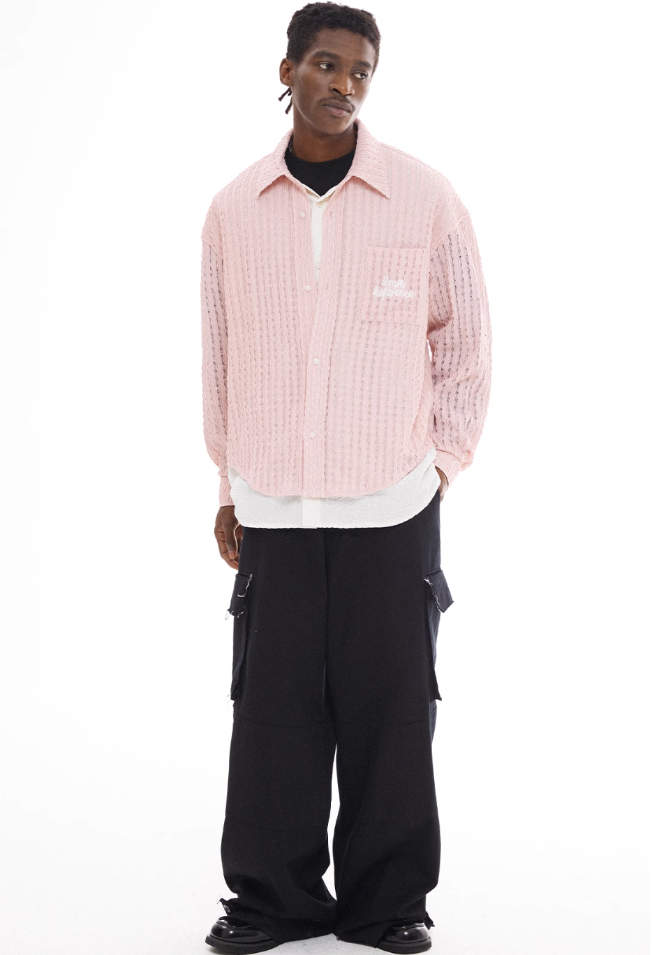 EMPTY REFERENCE Pink Faux Two Piece Long Sleeve Shirt | Face 3 Face