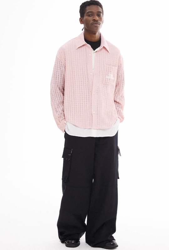 EMPTY REFERENCE Pink Faux Two Piece Long Sleeve Shirt | Face 3 Face