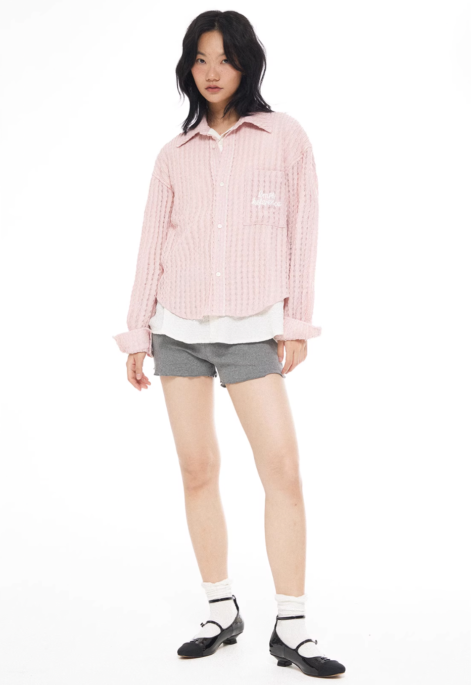 EMPTY REFERENCE Pink Faux Two Piece Long Sleeve Shirt | Face 3 Face
