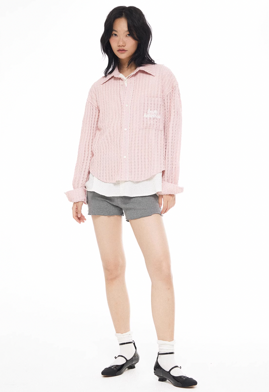 EMPTY REFERENCE Pink Faux Two Piece Long Sleeve Shirt | Face 3 Face
