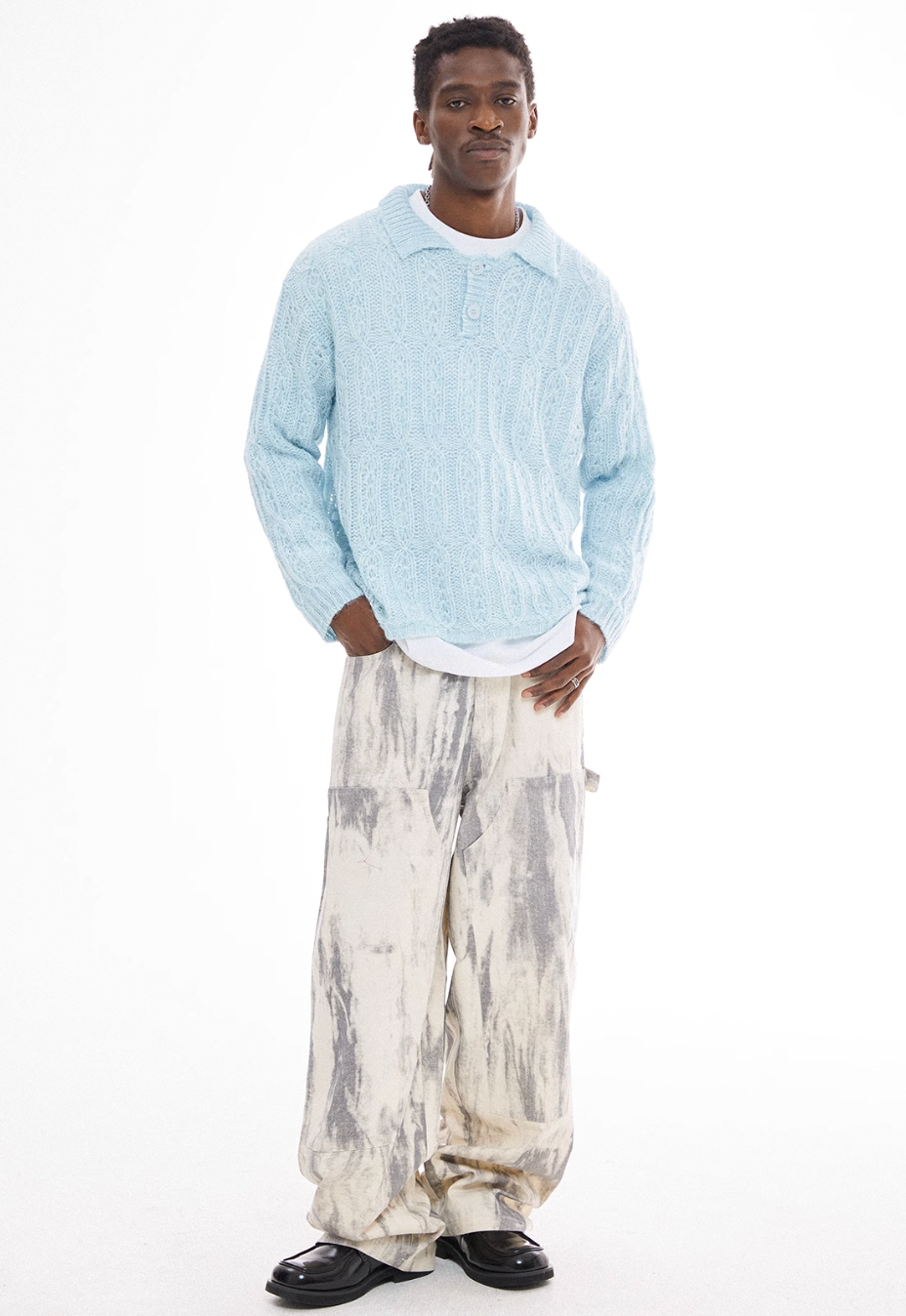 EMPTY REFERENCE Cutout Polo Knit Sweater | Face 3 Face