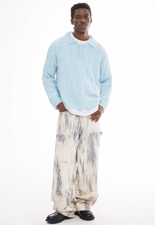 EMPTY REFERENCE Cutout Polo Knit Sweater | Face 3 Face