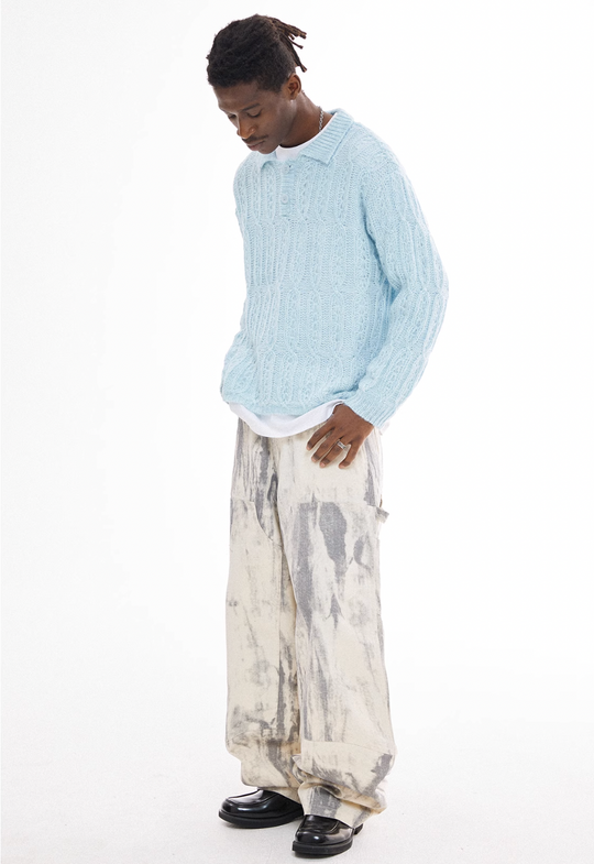 EMPTY REFERENCE Cutout Polo Knit Sweater | Face 3 Face